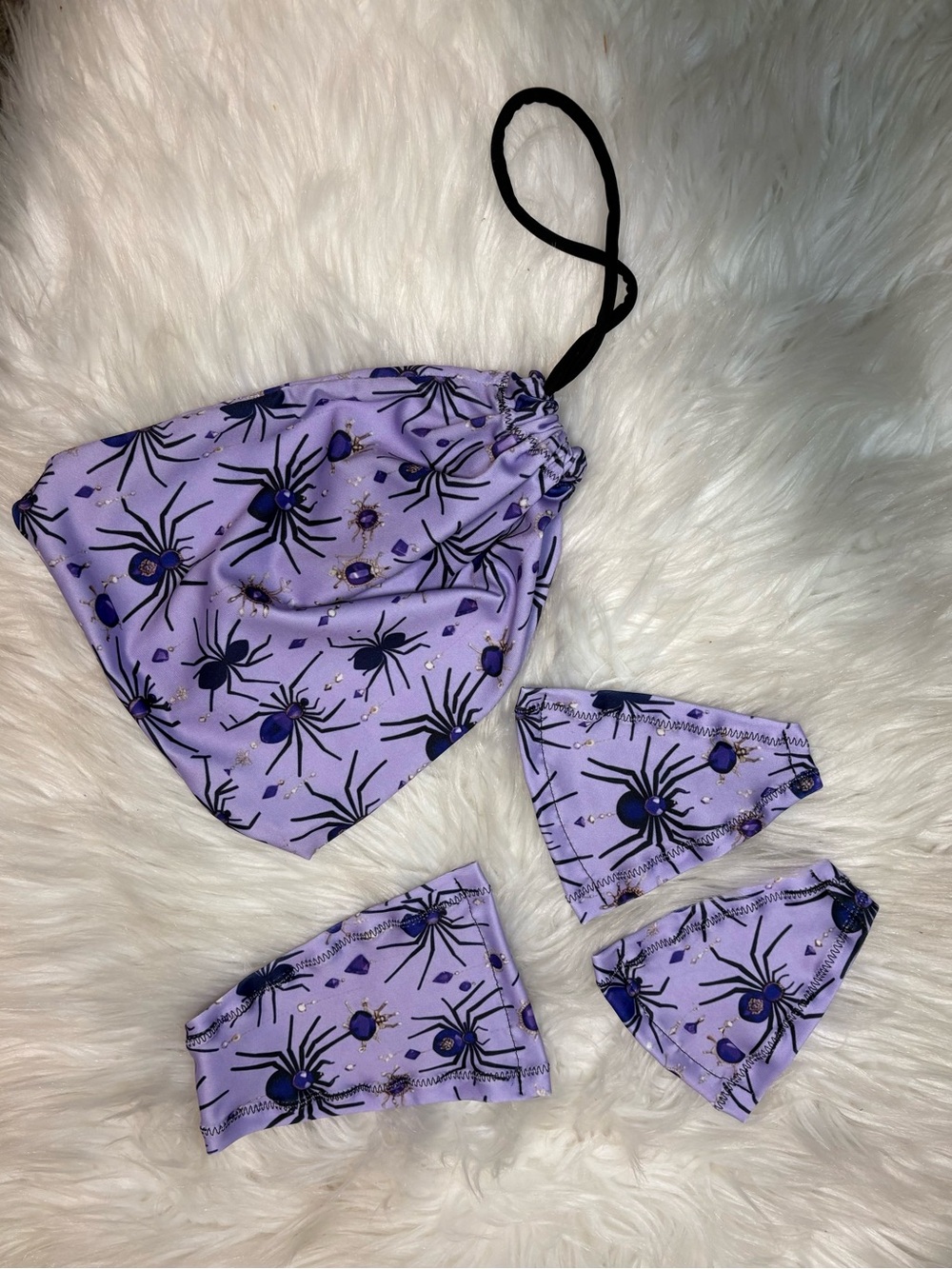 Exotic Dancewear Microkini: Purple Spider Print Swim Set with money bag